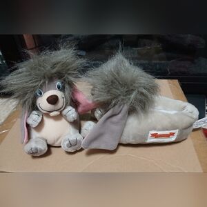 Vintage Anastasia 1997 Pooka Puppy Dog Stuffed Plush Kid's Slippers Size 7-8 HTF